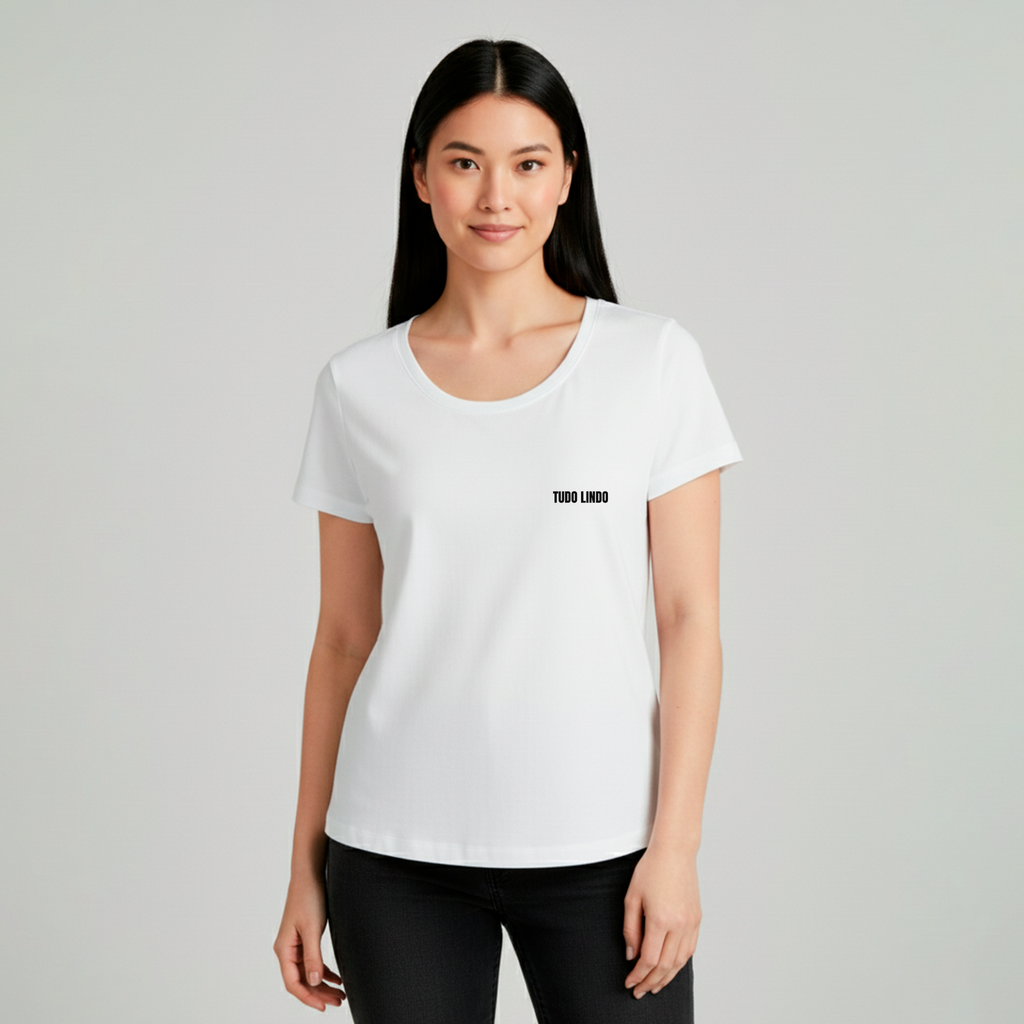 Camiseta Babylook Branca e-lla - Tudo Lindo