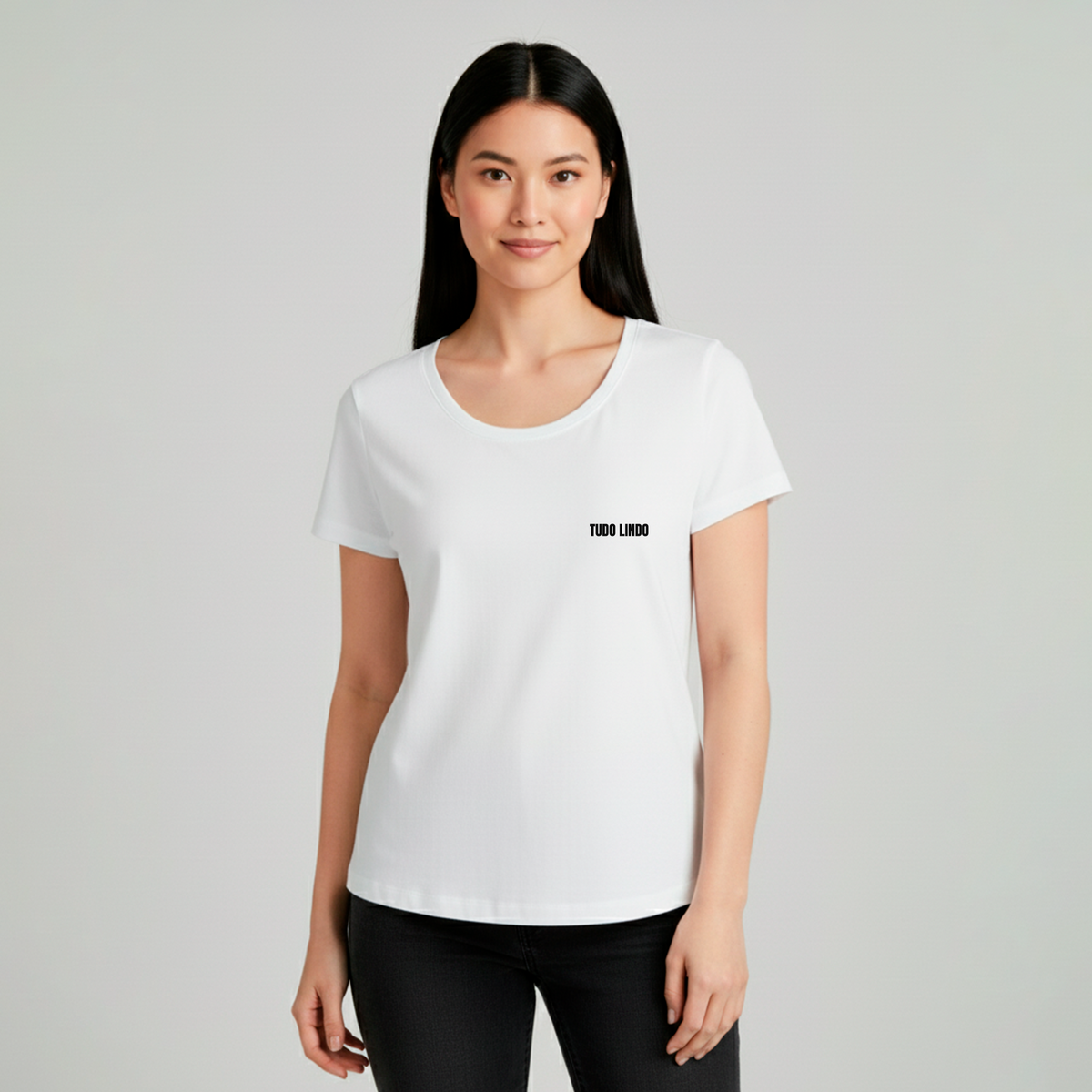 Camiseta Babylook Branca e-lla - Tudo Lindo