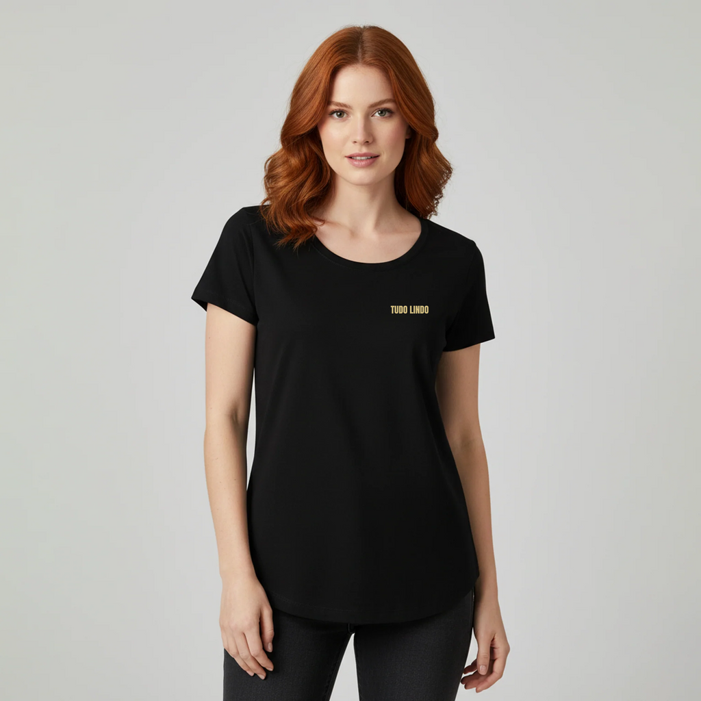 Camiseta Babylook Preta e-lla - Tudo Lindo