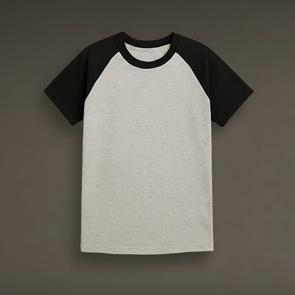 Raglan Cinza Mescla e Preta e-lo