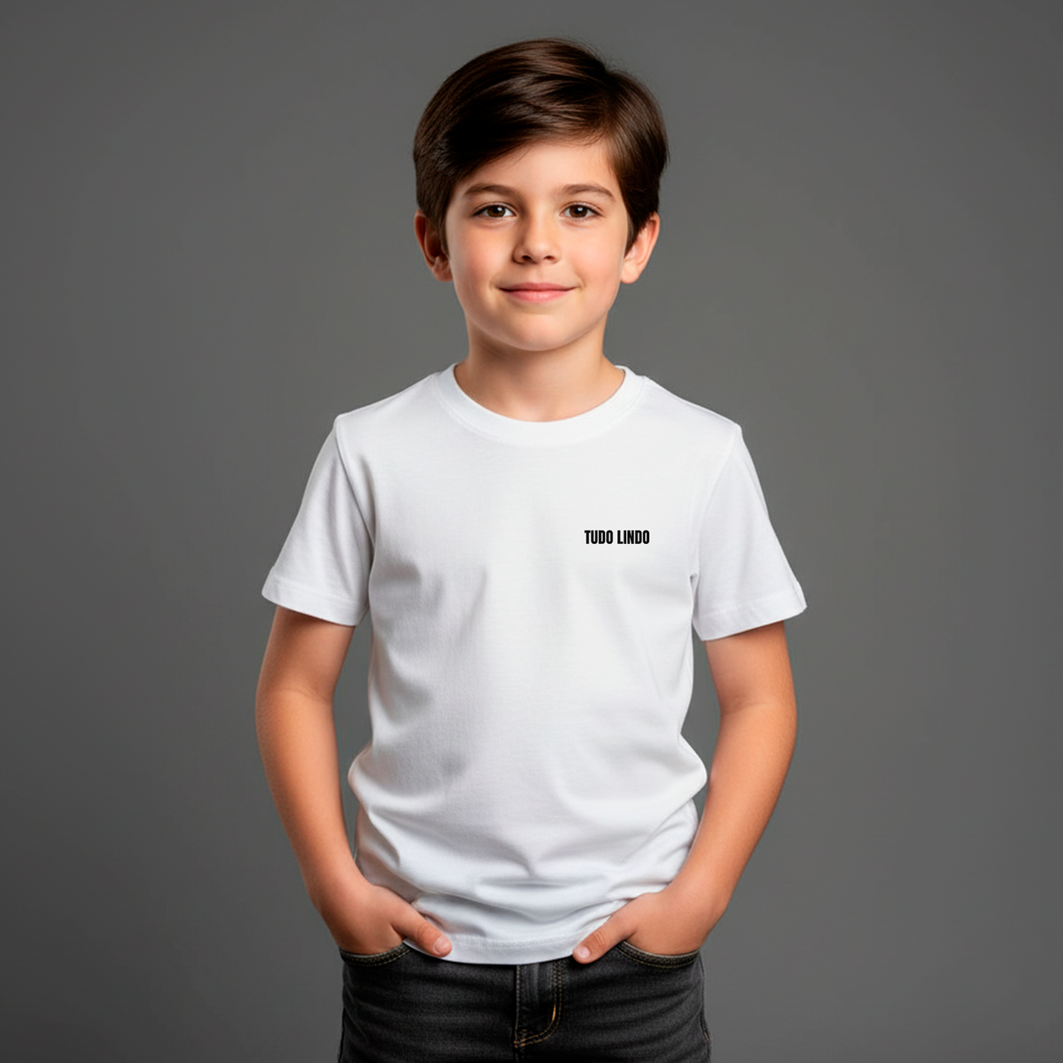 Camiseta Infantil Branca Unissex e-lil - Tudo Lindo