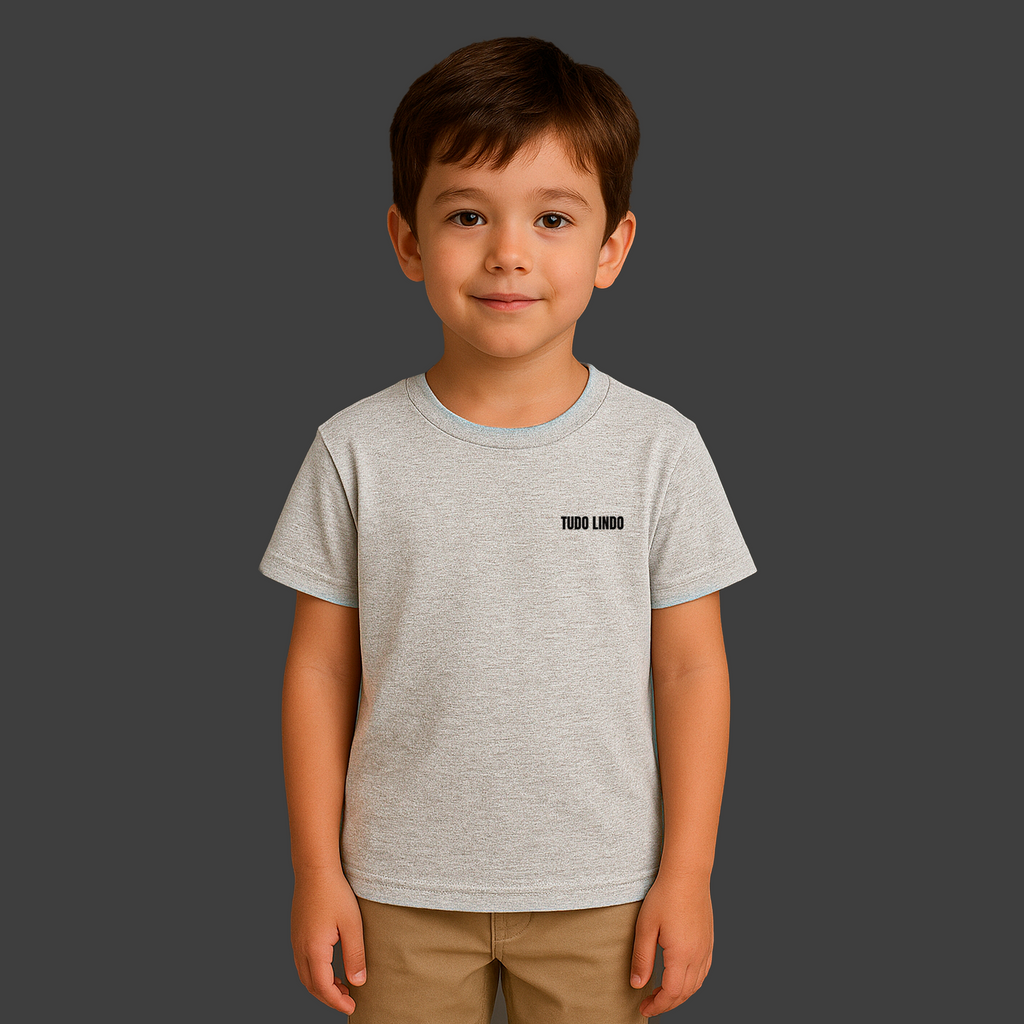 Camiseta Infantil Cinza Mescla Unissex e-lil - Tudo Lindo