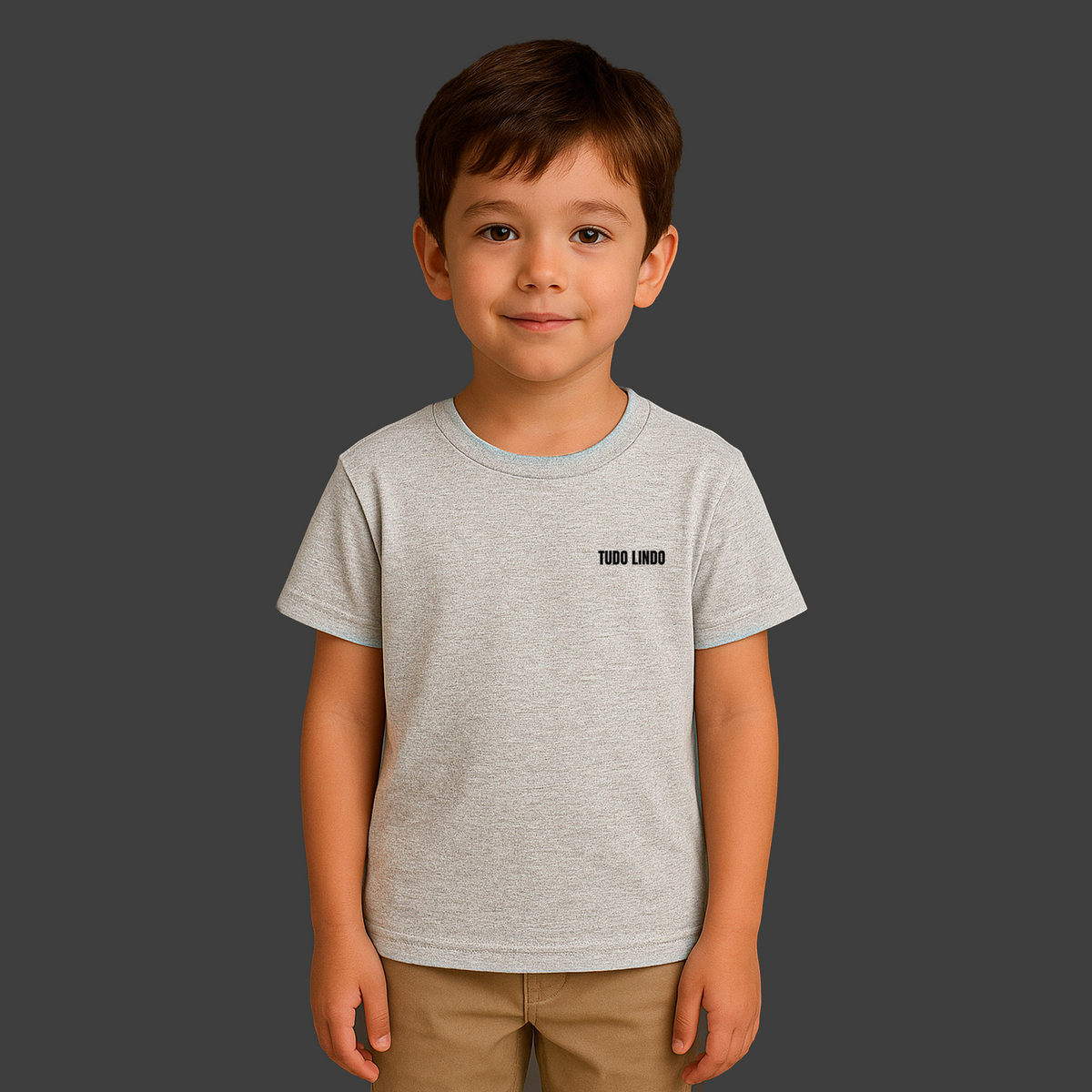 Camiseta Infantil Cinza Mescla Unissex e-lil - Tudo Lindo