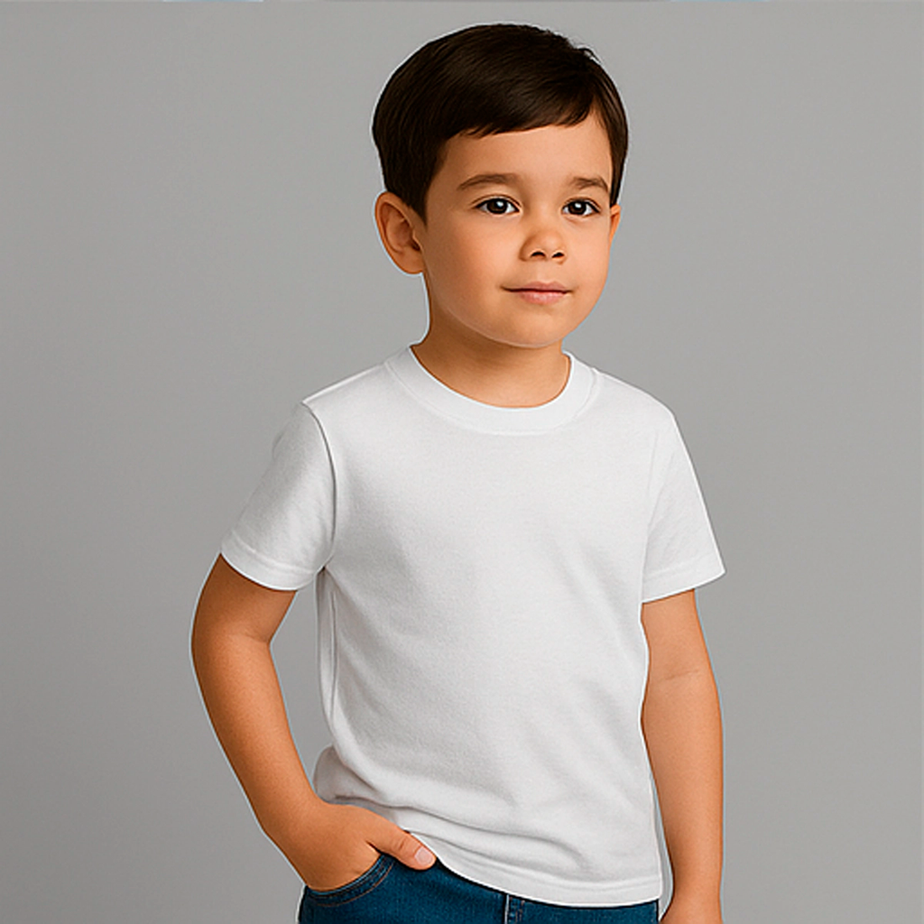 CAMISETA INFANTIL BRANCA BÁSICA - UNISSEX