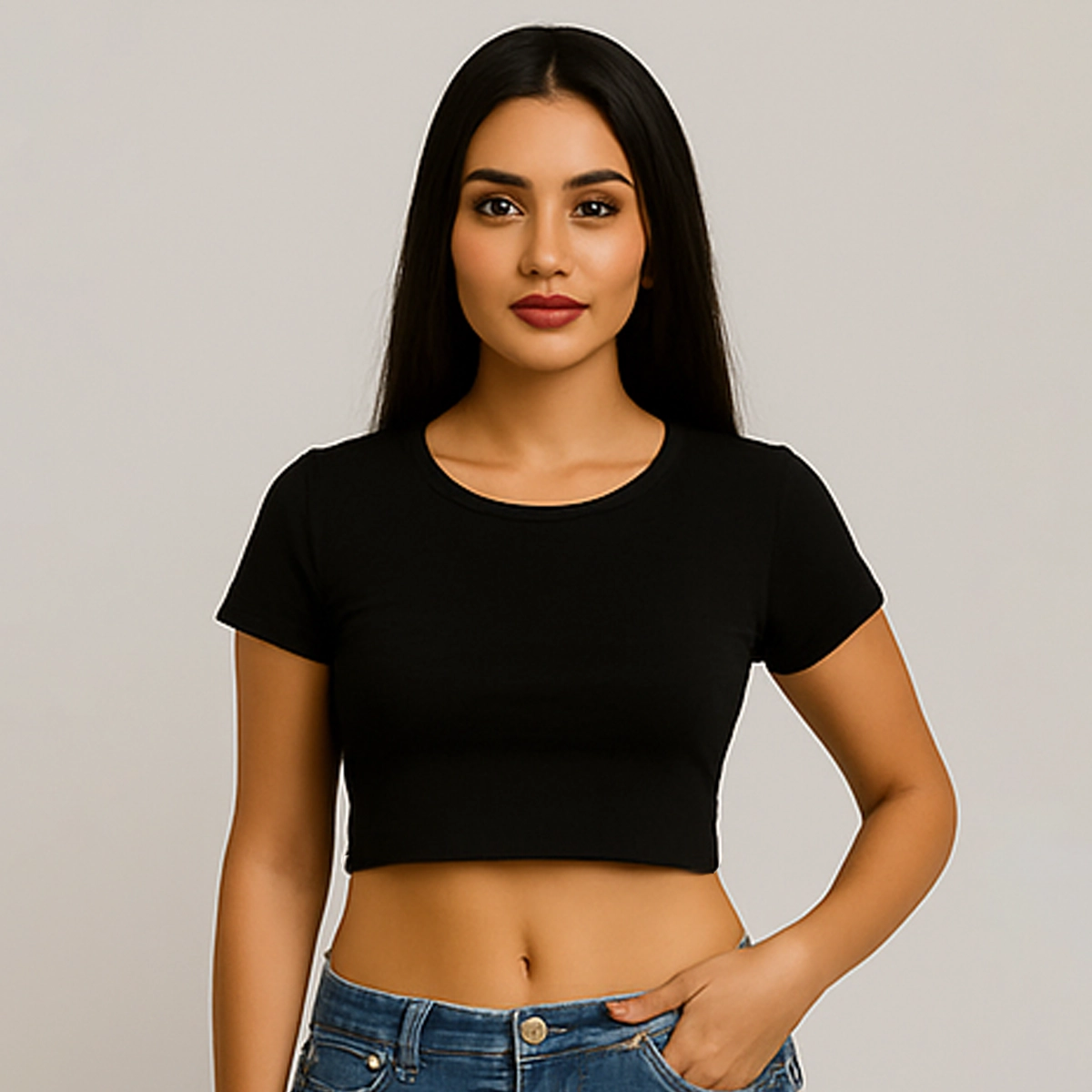 CROPPED PRETO BÁSICO - FEMININO ADULTO