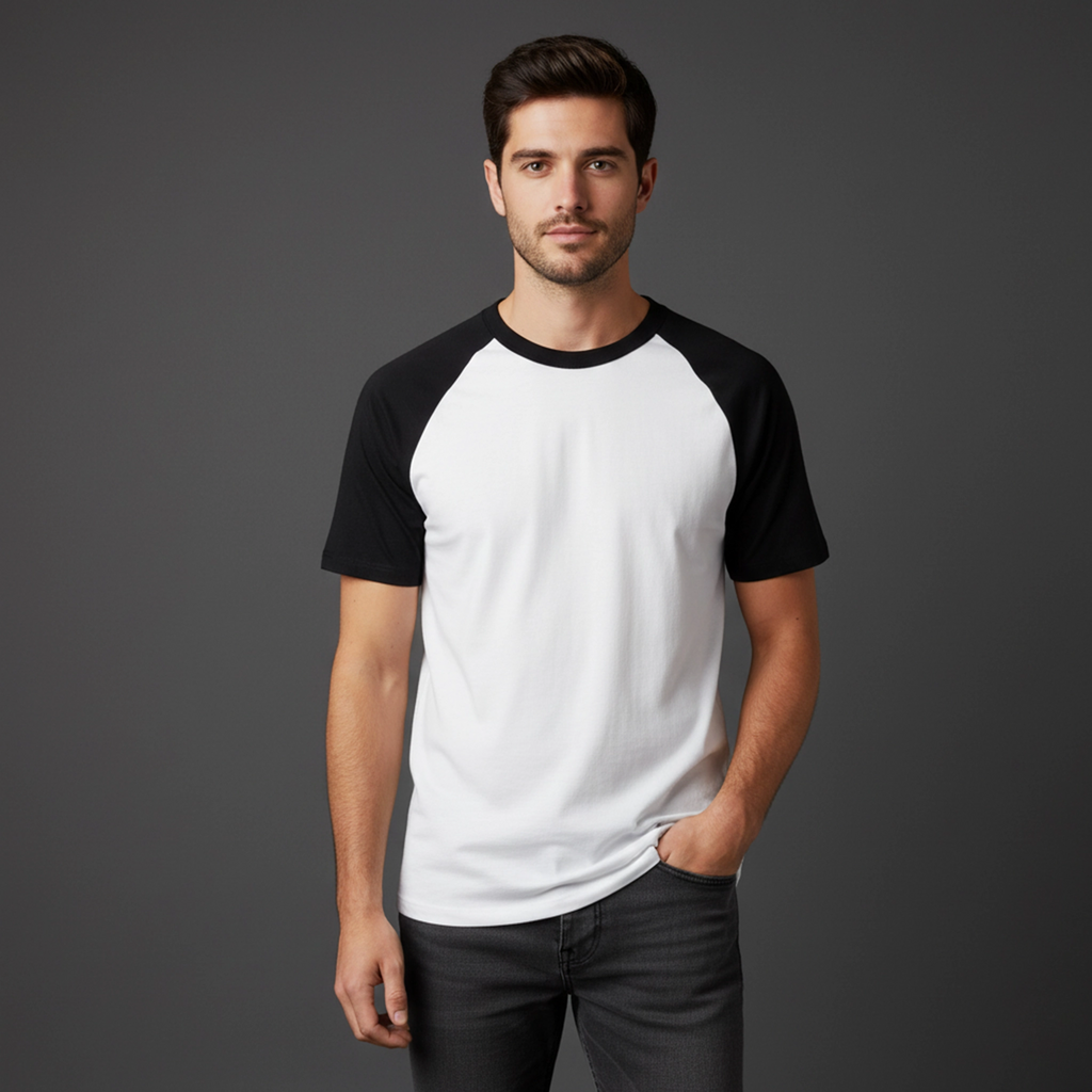 Raglan Branca e Preta e-lo