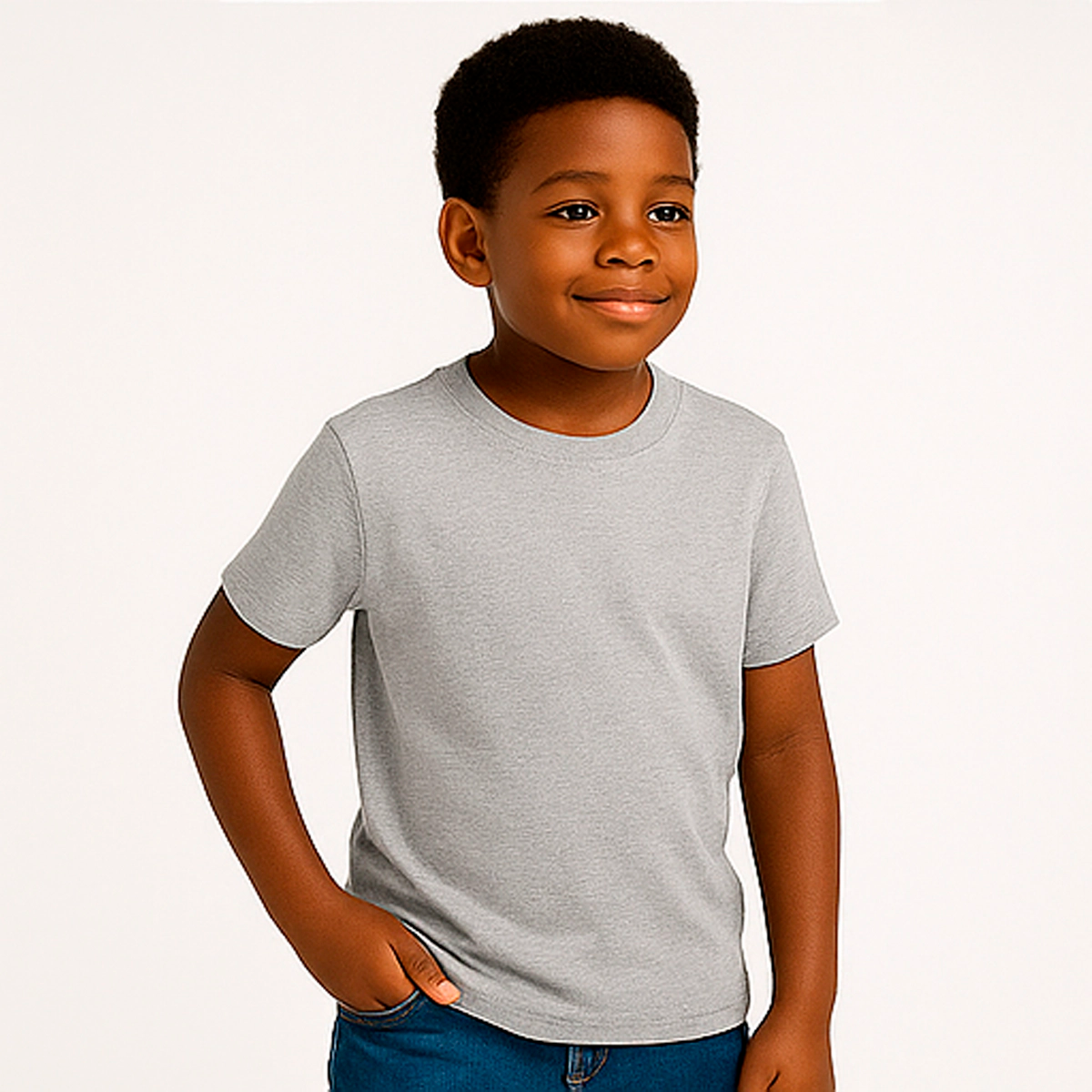 CAMISETA INFANTIL CINZA MESCLA BÁSICA - UNISSEX