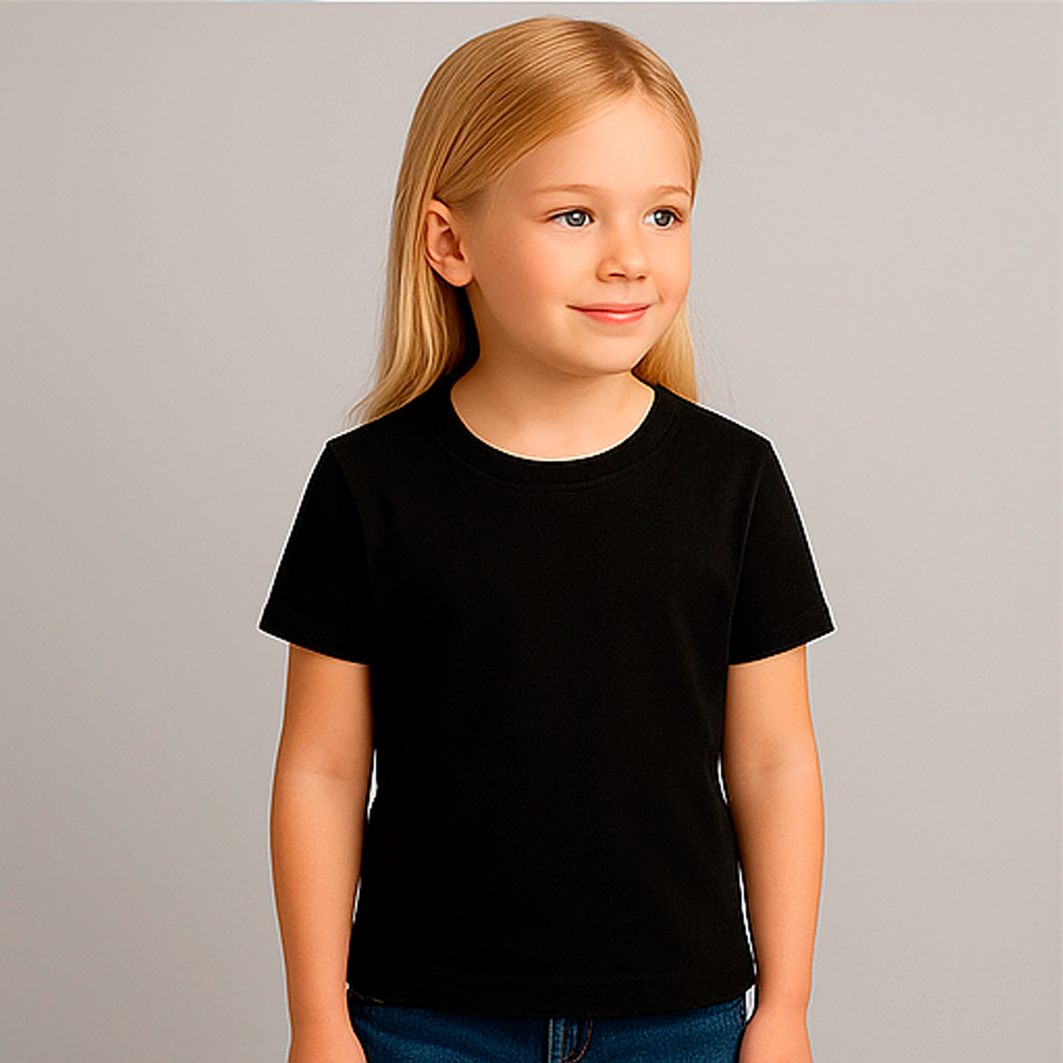 CAMISETA INFANTIL PRETA BÁSICA - UNISSEX